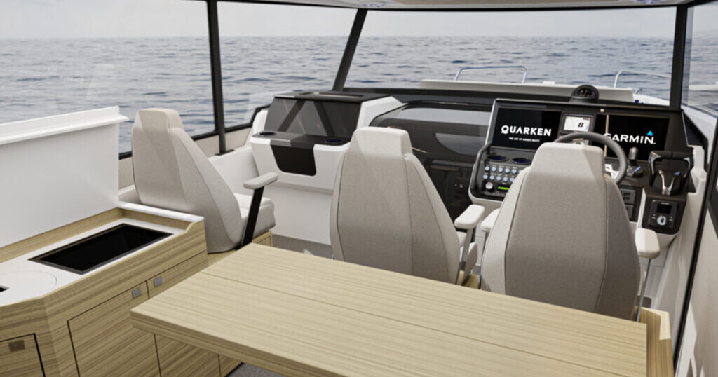 Quarken 35 view from inside of the boat's cabin