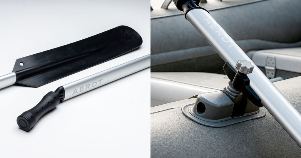 Päijän oars with aluminium shaft and composite blade and joint components.