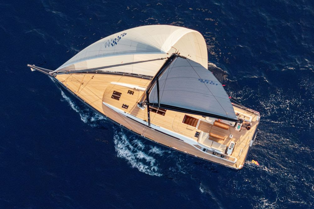 Swan 51 yacht aerial view